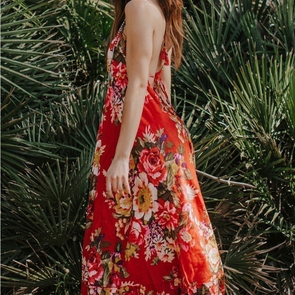 Miss Kitsch Ibiza Pink Floral Cotton Maxi Dress S - Picture 2 of 13